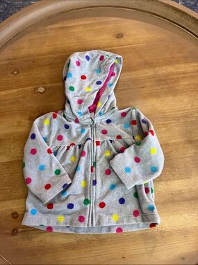 Carter's Gray Hooded Jacket with Multicolor Polka Dots